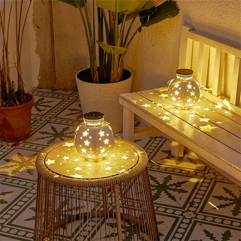 Solar-Hängeleuchte in Sternform – warmweißes Licht, mit Bewegungssensor, für Garten & Terrasse