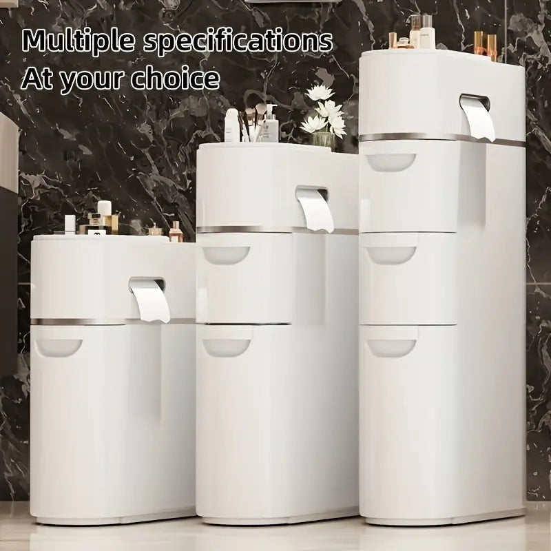 Rolling Storage Cabinet - Floor Standing Bathroom Storage Rack for Toilet Paper and Towels#smarthome
