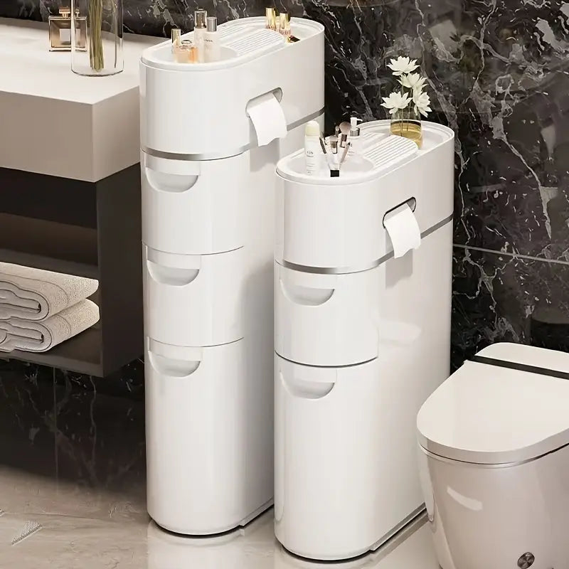 Rolling Storage Cabinet - Floor Standing Bathroom Storage Rack for Toilet Paper and Towels#smarthome